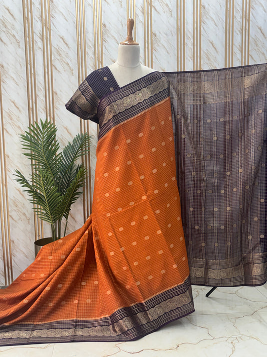 Georgette Crepe (Checks, Elephants Border)