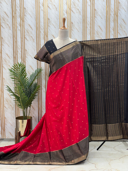 Semi Mysore Crepe (Checks Border)