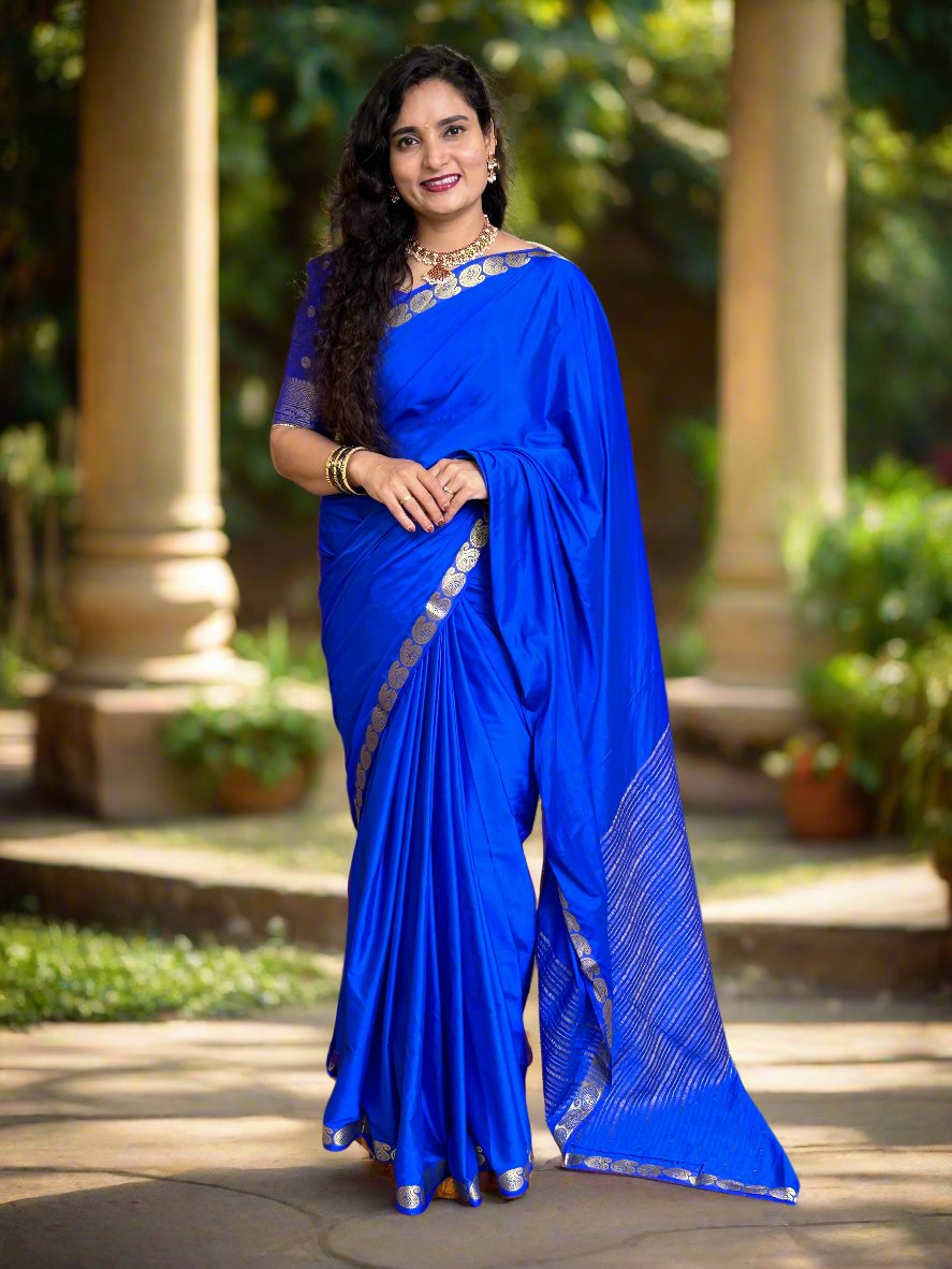 Semi Mysore Crepe (Self Mango Border)