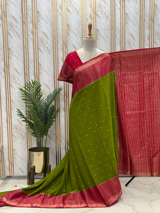 Semi Mysore Crepe (Checks Border)