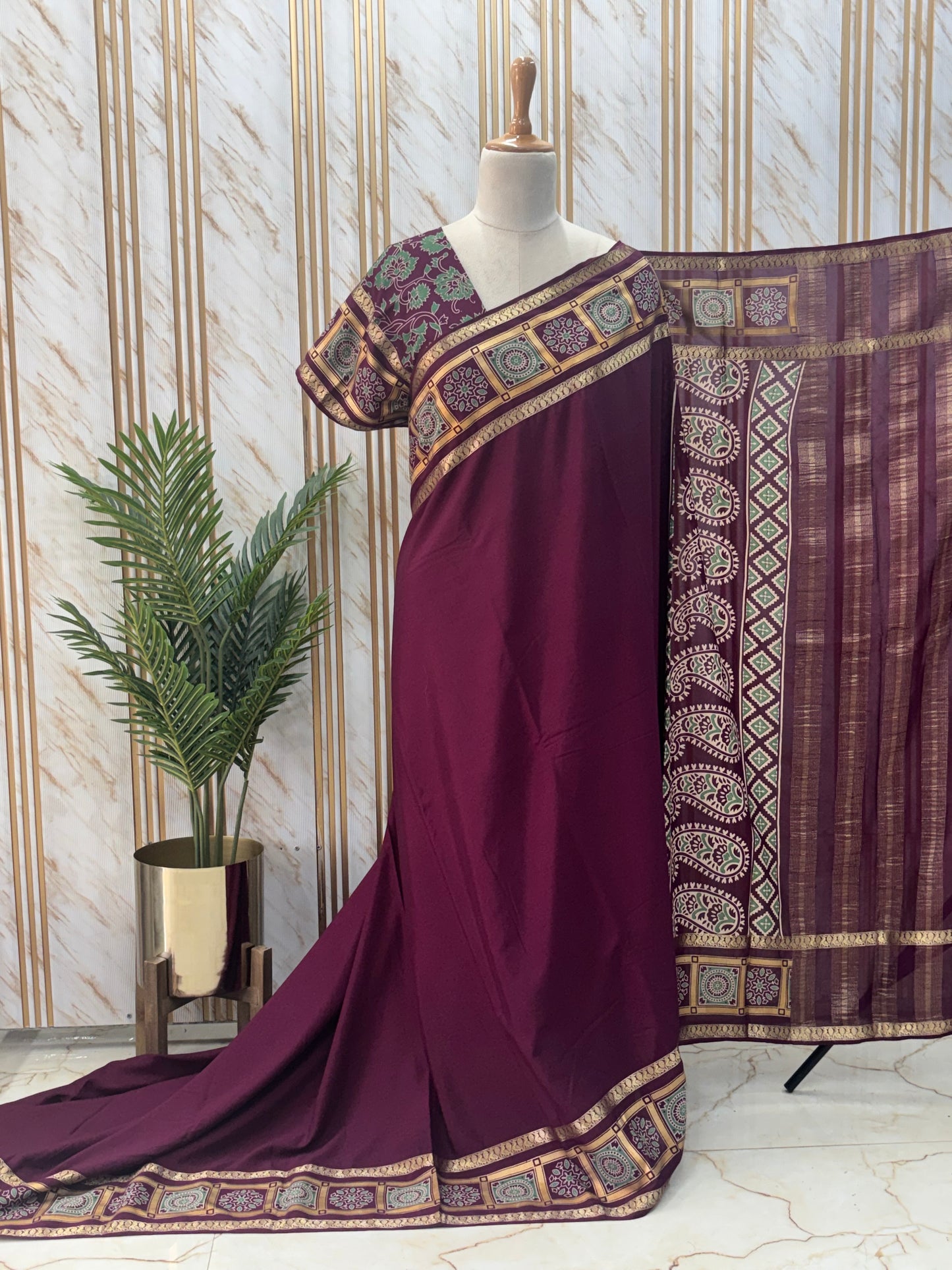 Semi Mysore Crepe (Ajrakh Print)