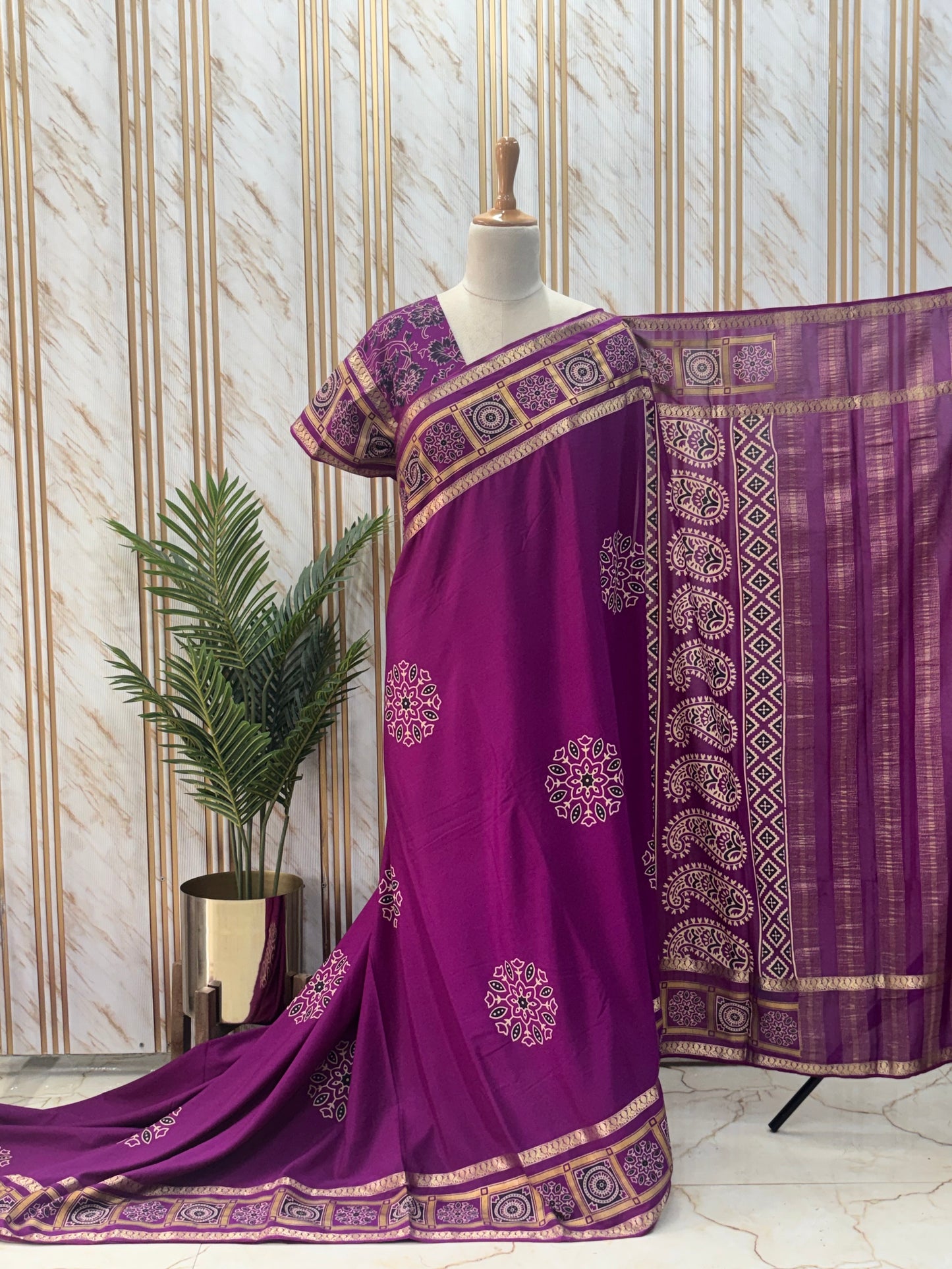 Semi Mysore Crepe (Ajrakh Print)