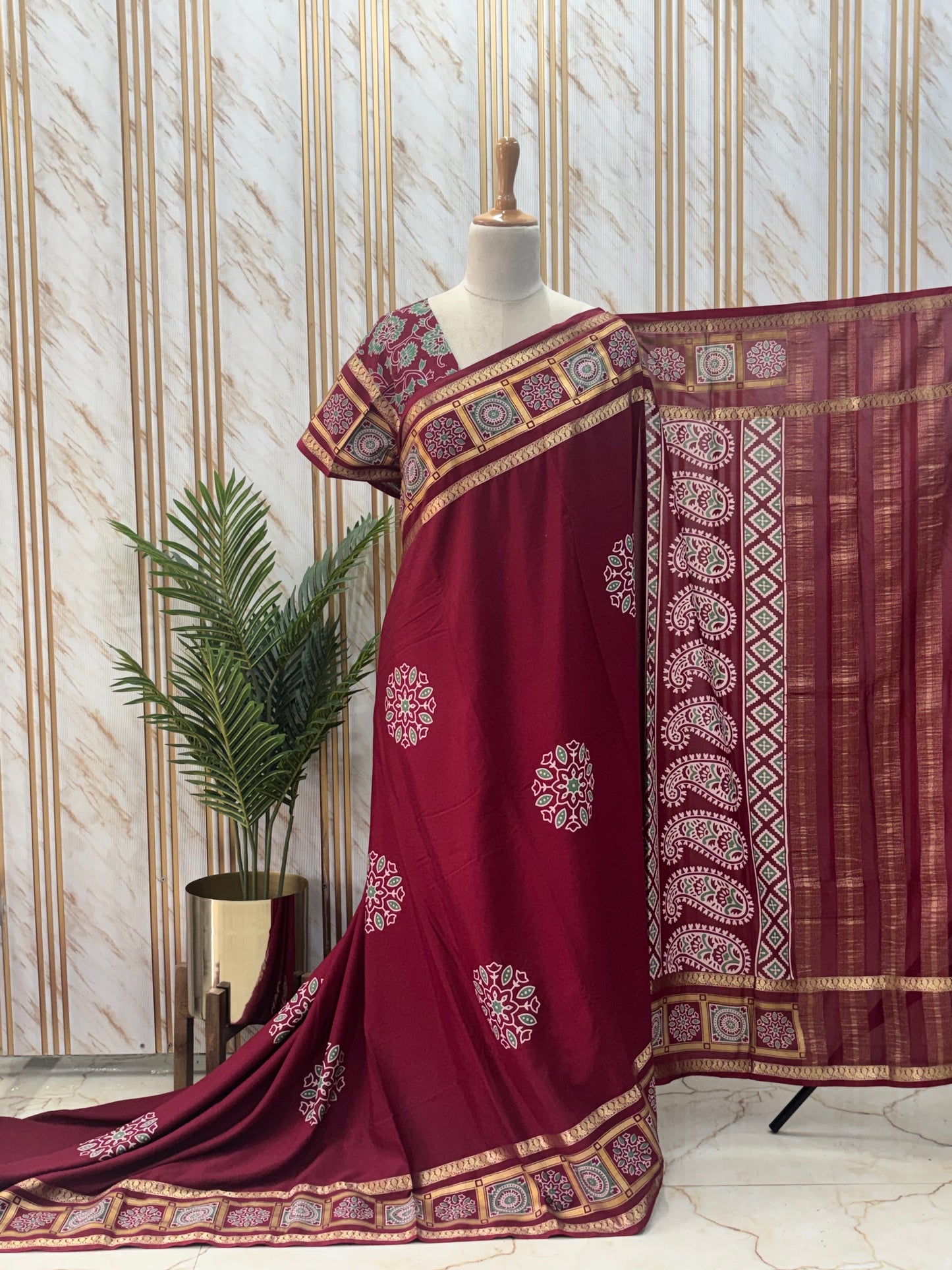Semi Mysore Crepe (Ajrakh Print)