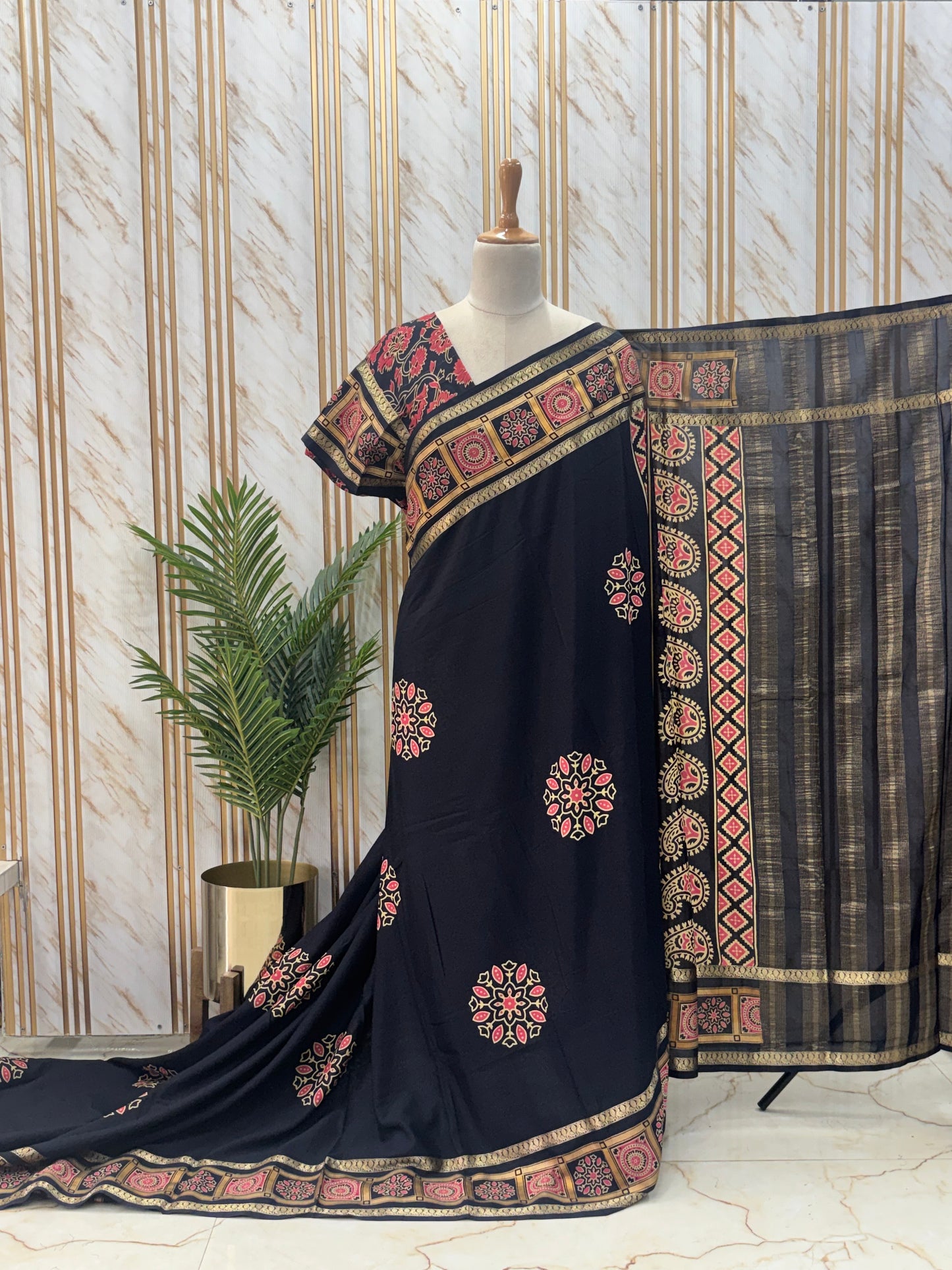 Semi Mysore Crepe (Ajrakh Print)