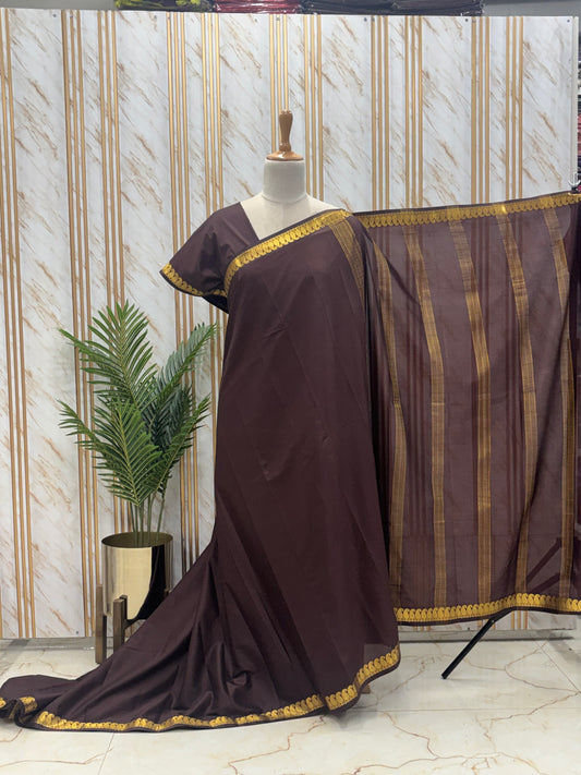 Semi Mysore Crepe (Self, Small Mango Border)