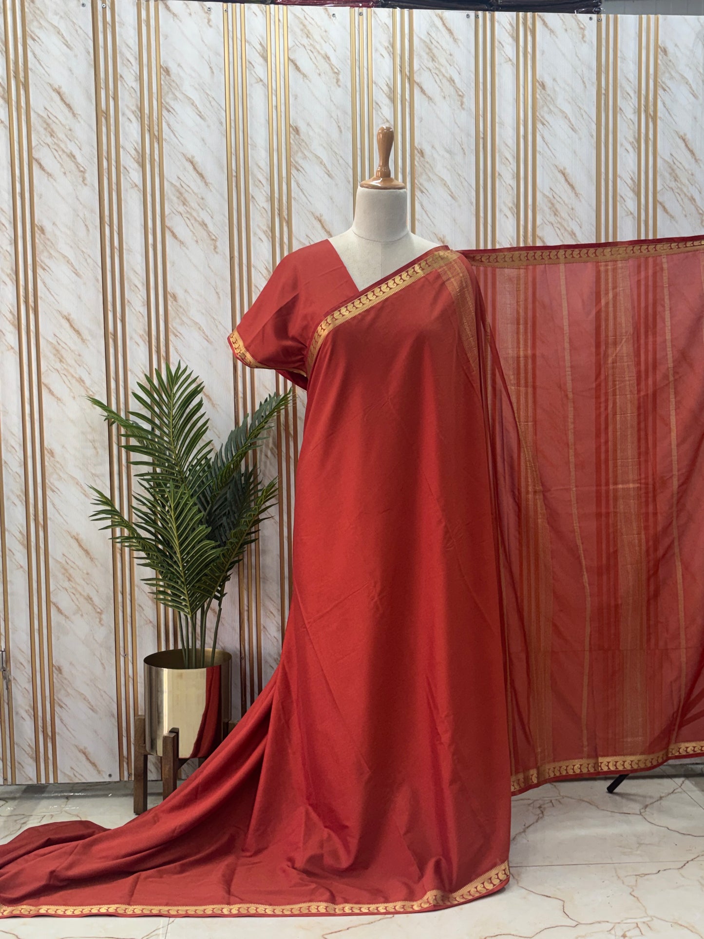 Semi Mysore Crepe (Self, Small Mangoes Border)