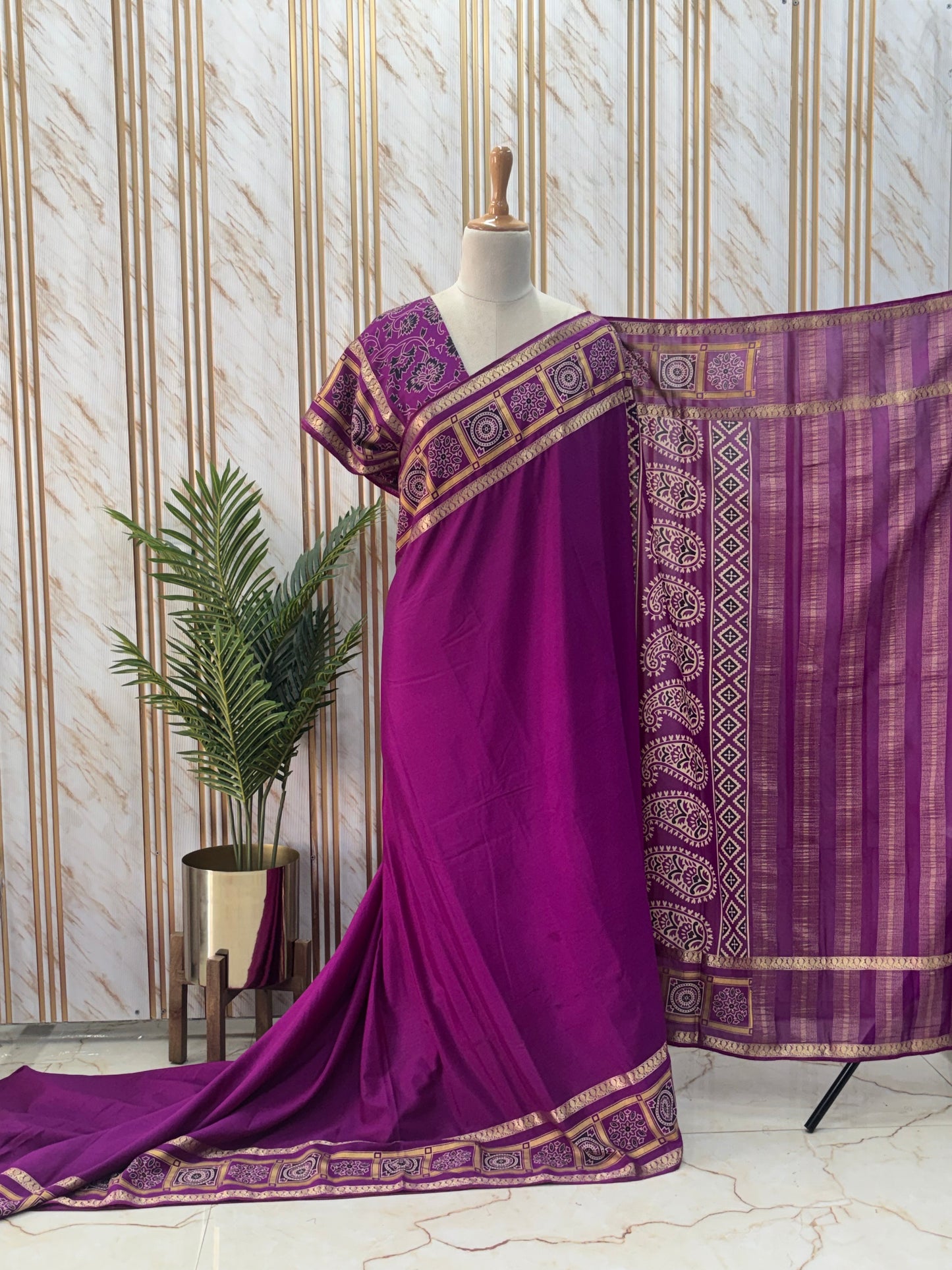 Semi Mysore Crepe (Ajrakh Print)