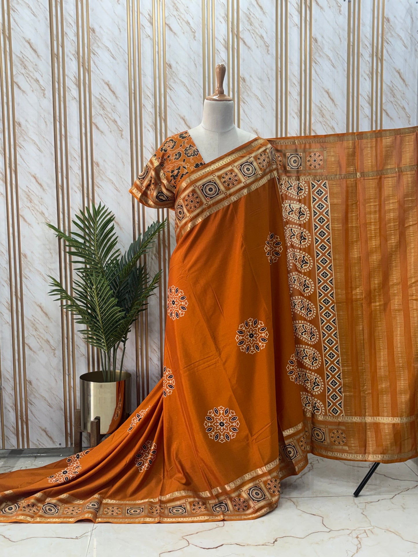 Semi Mysore Crepe (Ajrakh Print)
