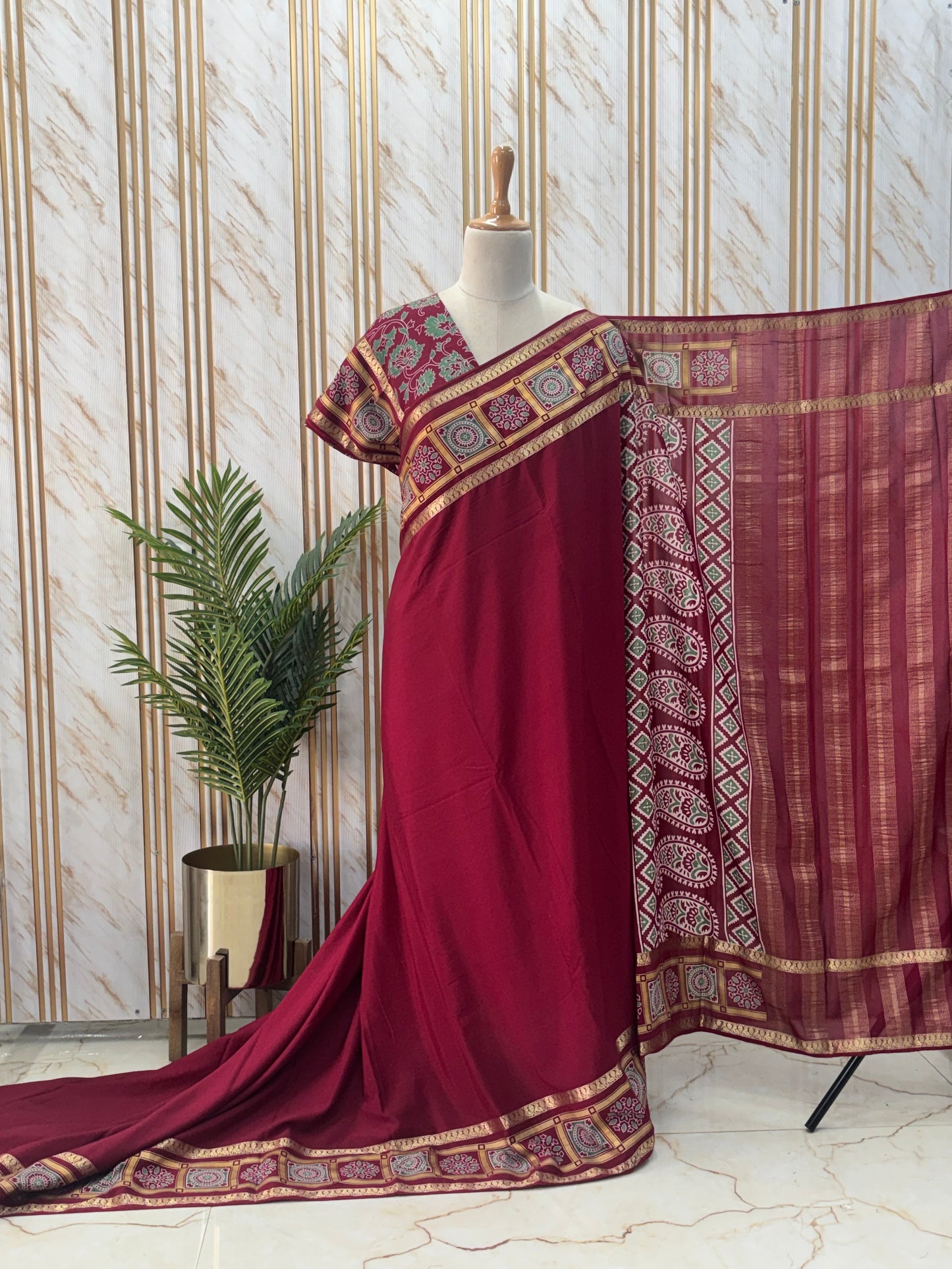 Semi Mysore Crepe (Ajrakh Print)