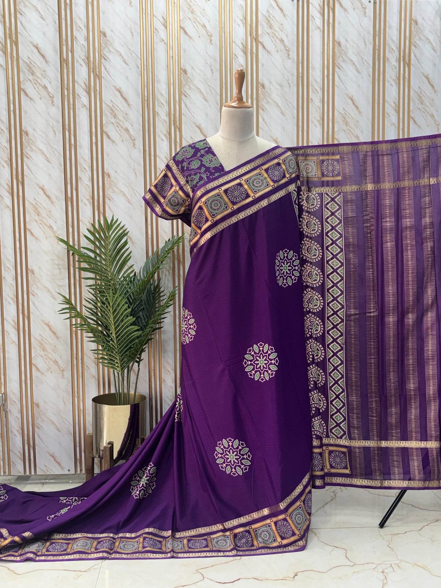 Semi Mysore Crepe (Ajrakh Print)