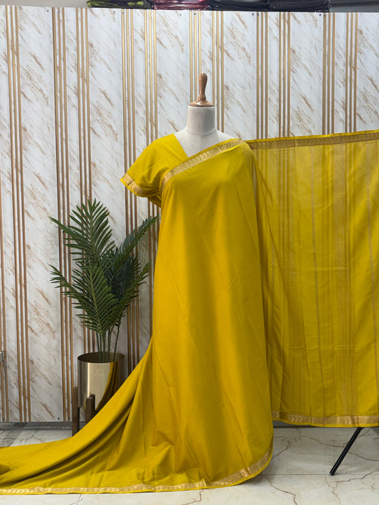 Semi Mysore Crepe (Self, Small Mangoes Border)