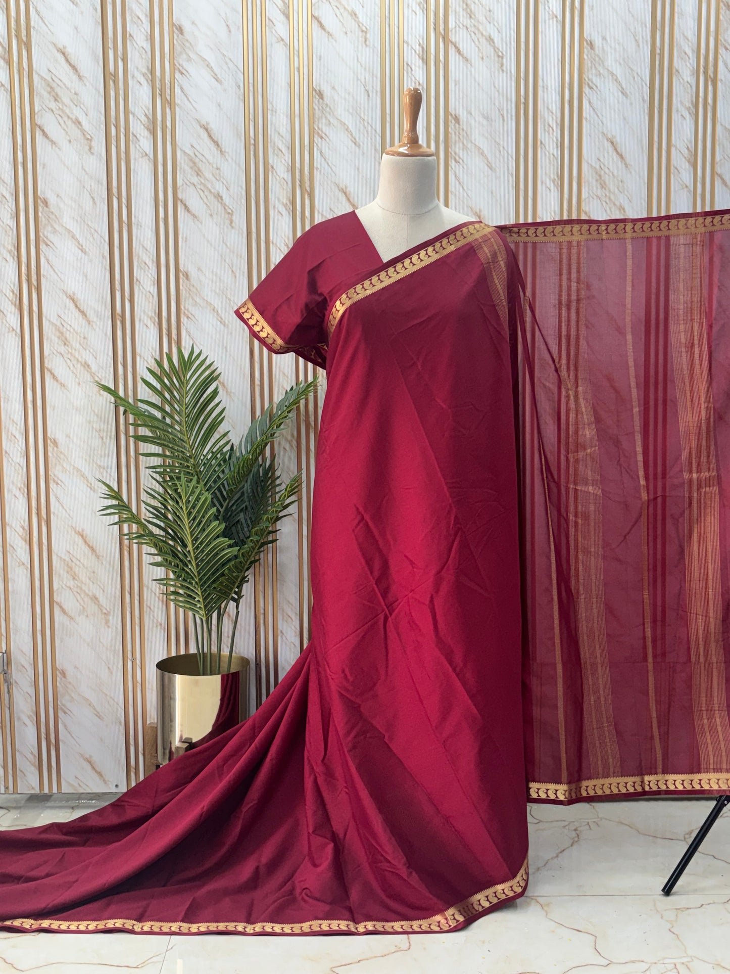 Semi Mysore Crepe (Self, Small Mangoes Border)