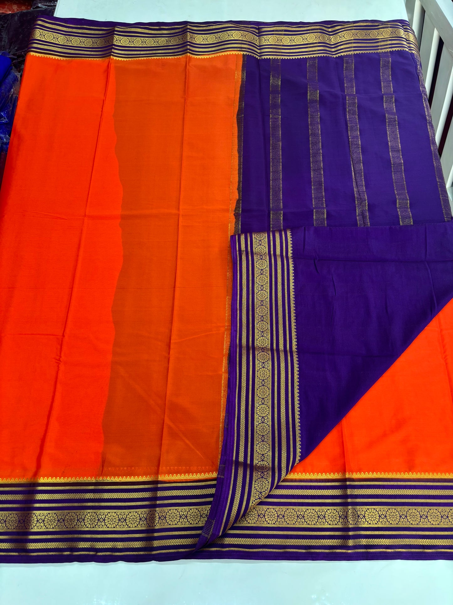 Semi Mysore Crepe (Premium, 1 Line Flowers Border)