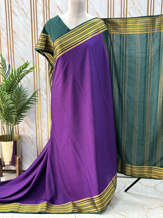 Semi Mysore Crepe (3 Lines Flowers Border)