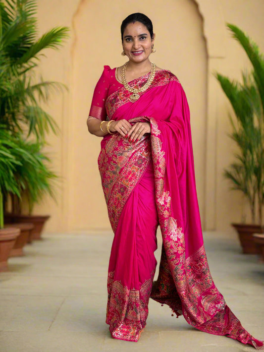 Kashmiri Pashmina Saree (Dori Border)