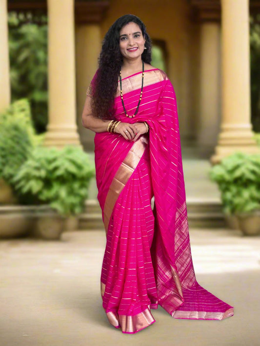 Semi Mysore Crepe (Self Colour Kanchi Border)