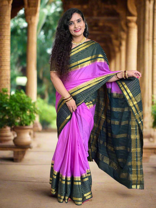 Semi Mysore Crepe (Big Bentex Raindrops Border)