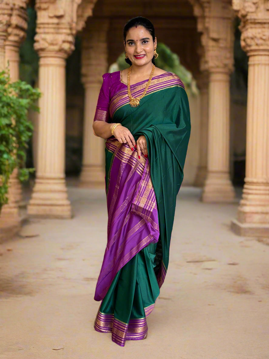 Semi Mysore Crepe (Premium, 1 Line Flowers Border)
