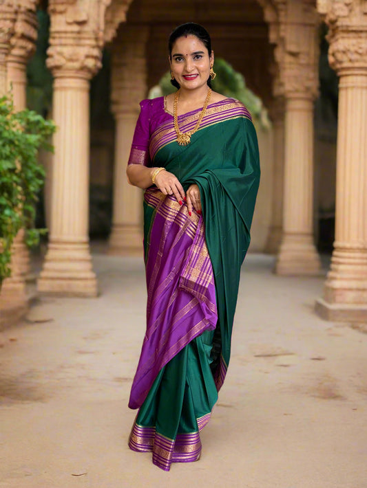 Semi Mysore Crepe (Premium, 1 Line Flowers Border)