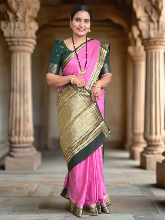 Semi Mysore Crepe (Rich Pallu & Brocade Blouse)