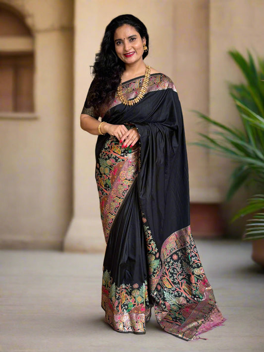 Kashmiri Pashmina Saree (Forest Theme)