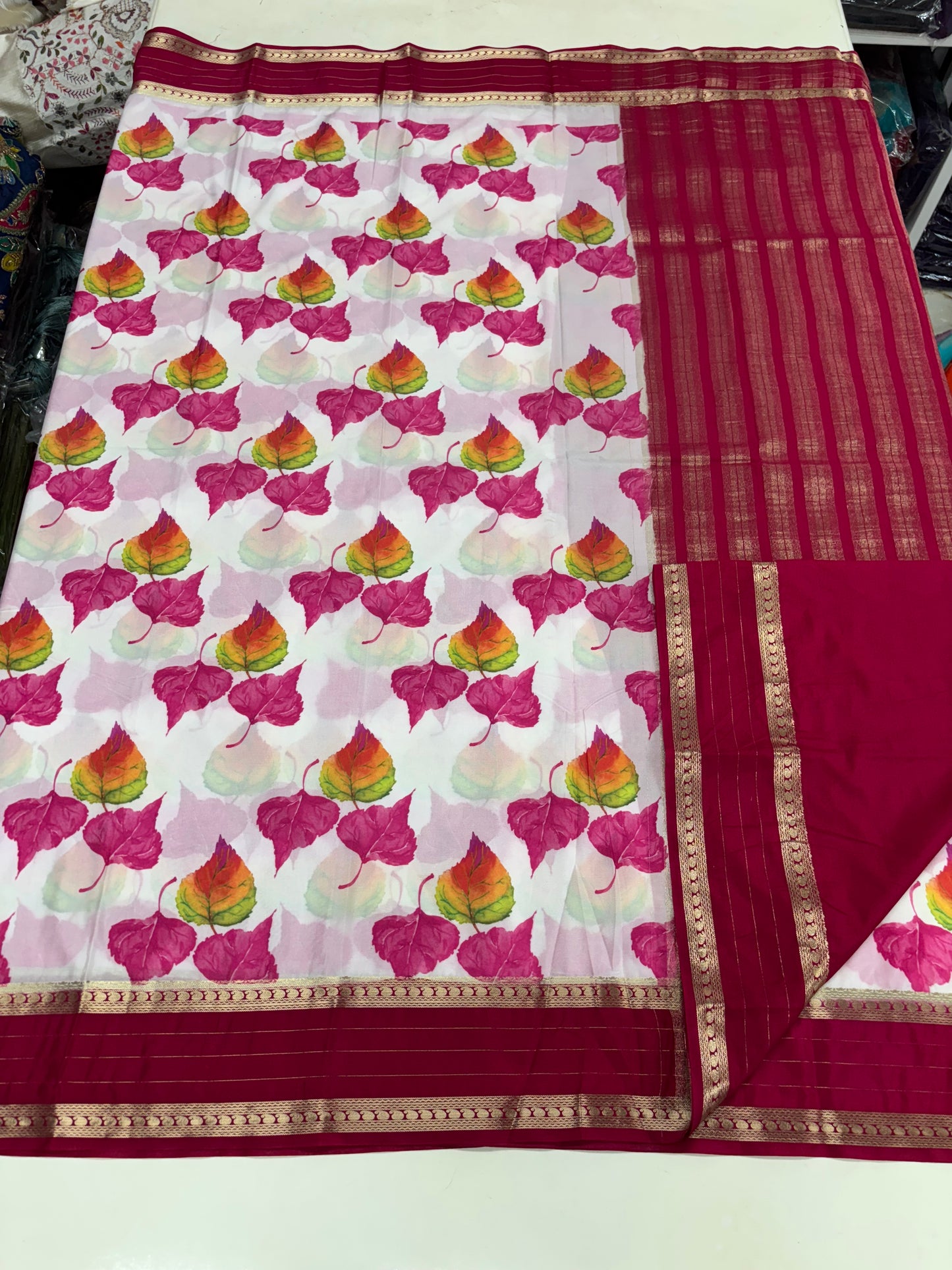 Semi Mysore Crepe (Premium, Digital Print and Mango Bentex Border)
