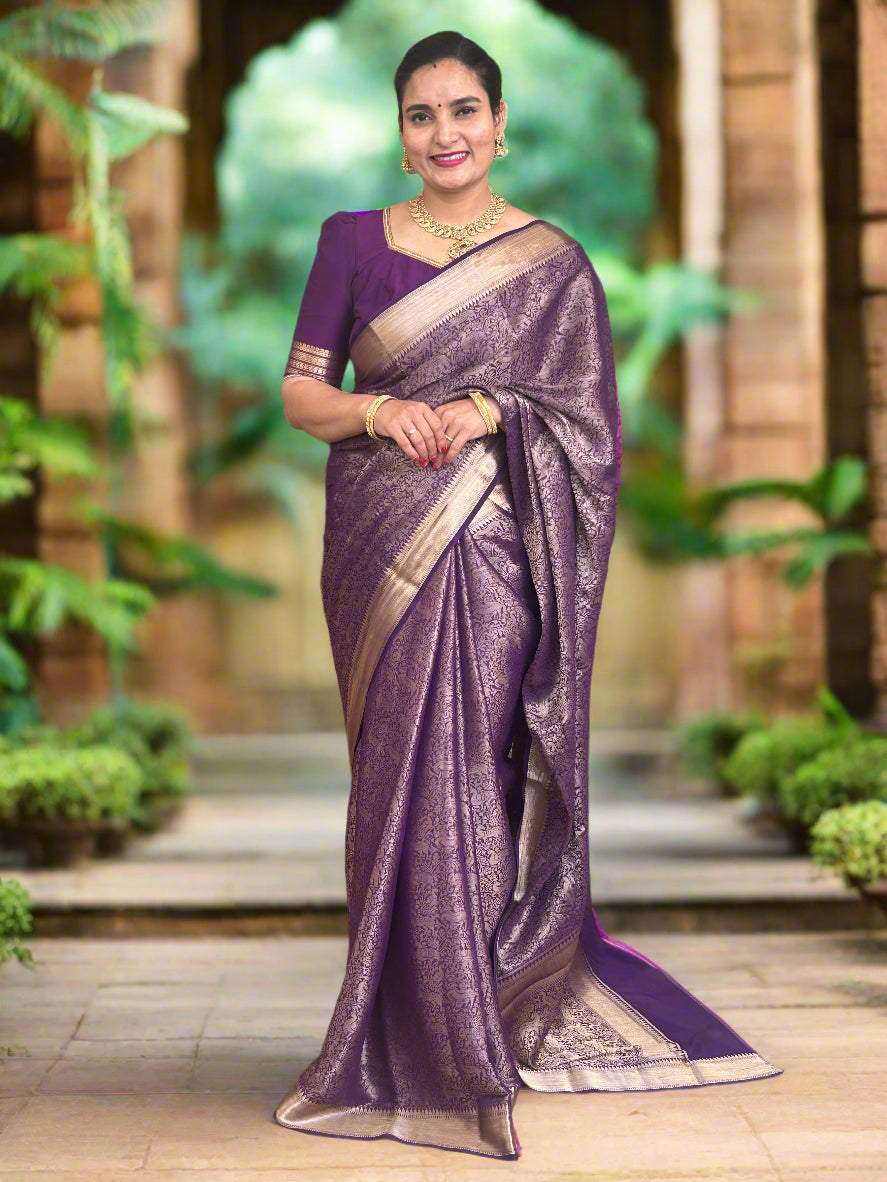 Semi Mysore Brocade (Self Colour, Kanchi Border)