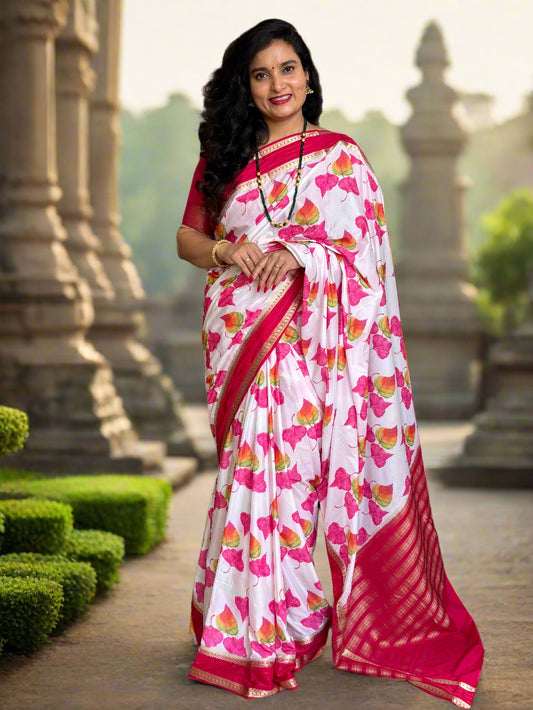 Semi Mysore Crepe (Premium, Digital Print and Mango Bentex Border)