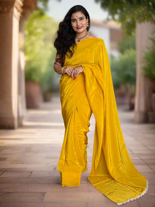 Natural Crepe (Self, Saree Cut Fabric)