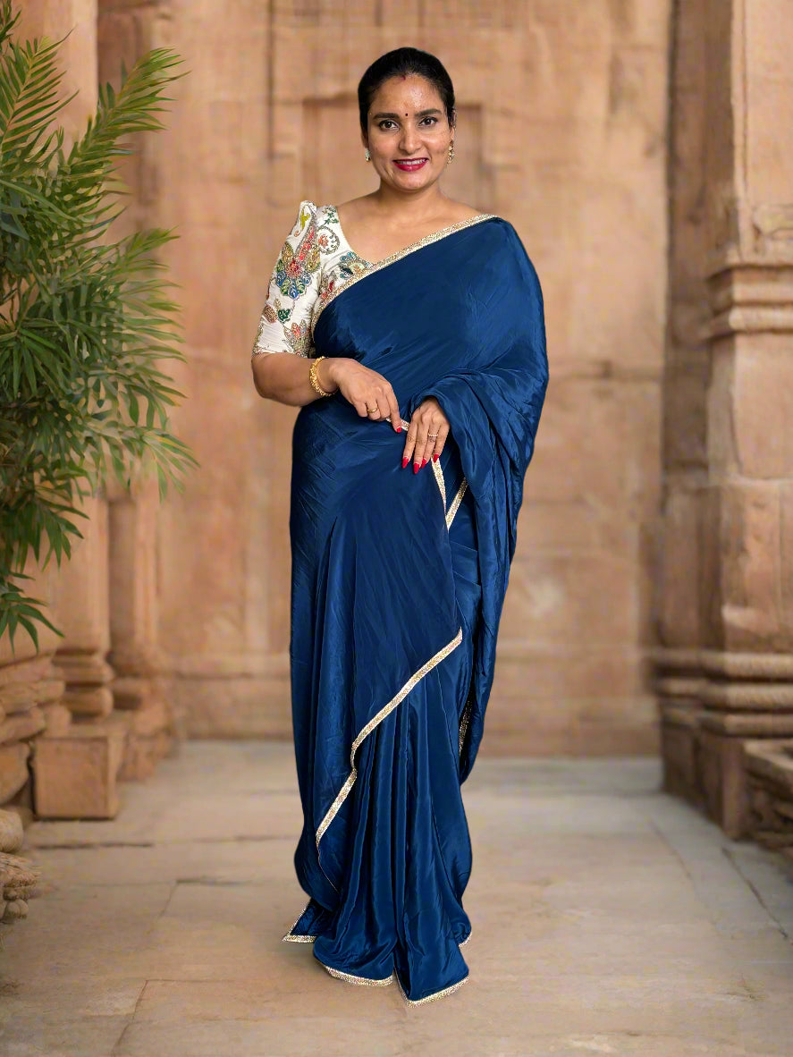 Natural Crepe (Self, Saree Cut Fabric)
