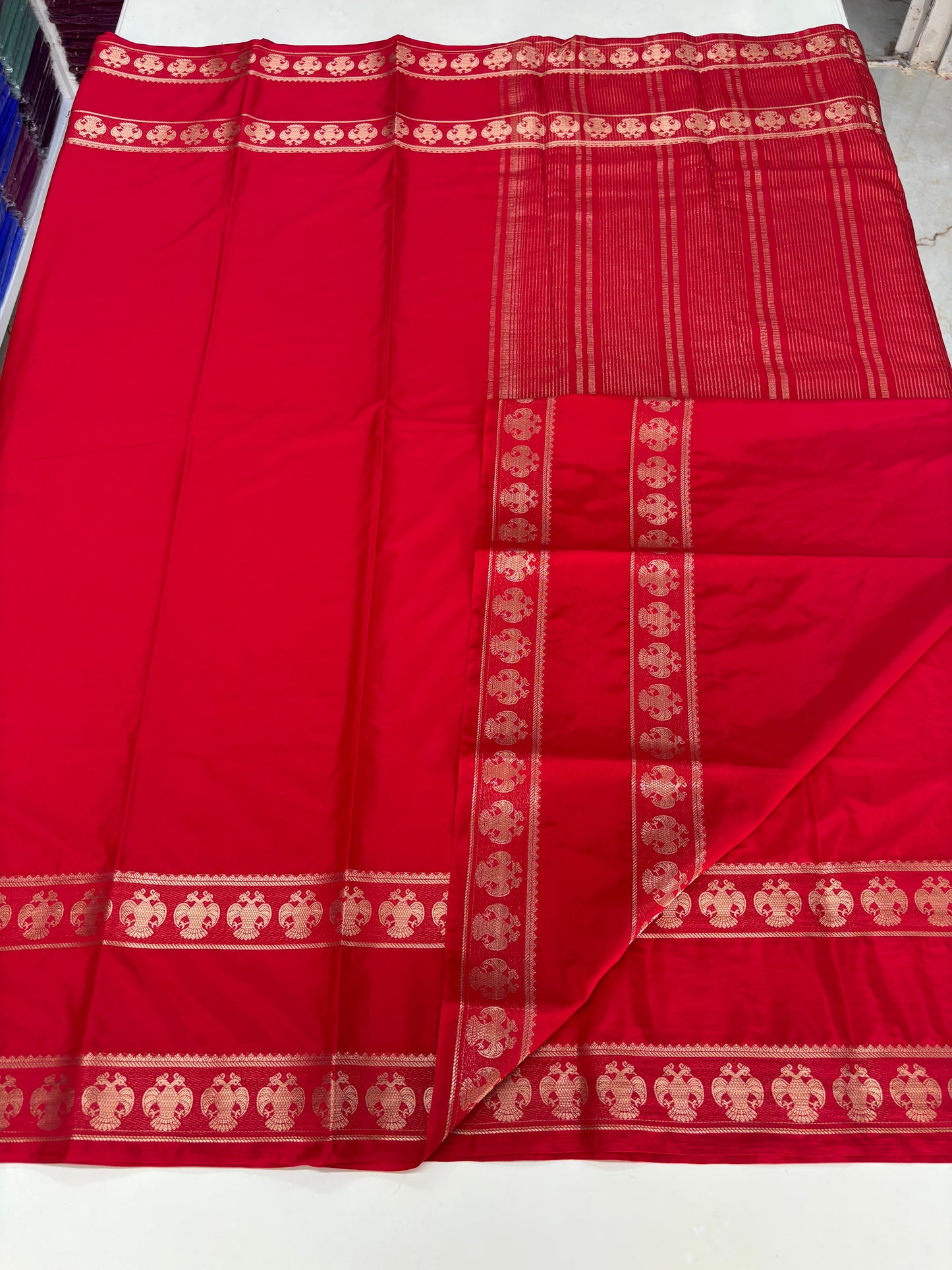 Semi Mysore Crepe(Self, Gandaberunda Bentex Border)