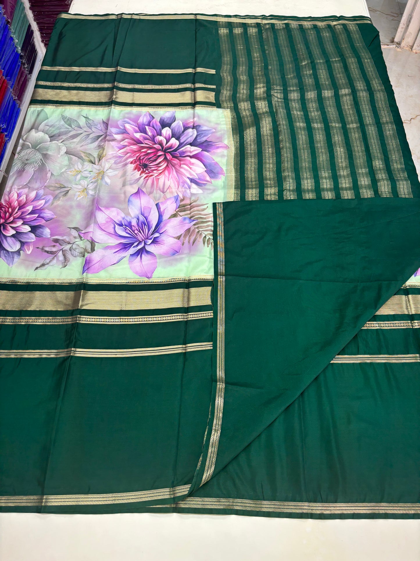 Semi Mysore Crepe (Big Floral Digital Printed)
