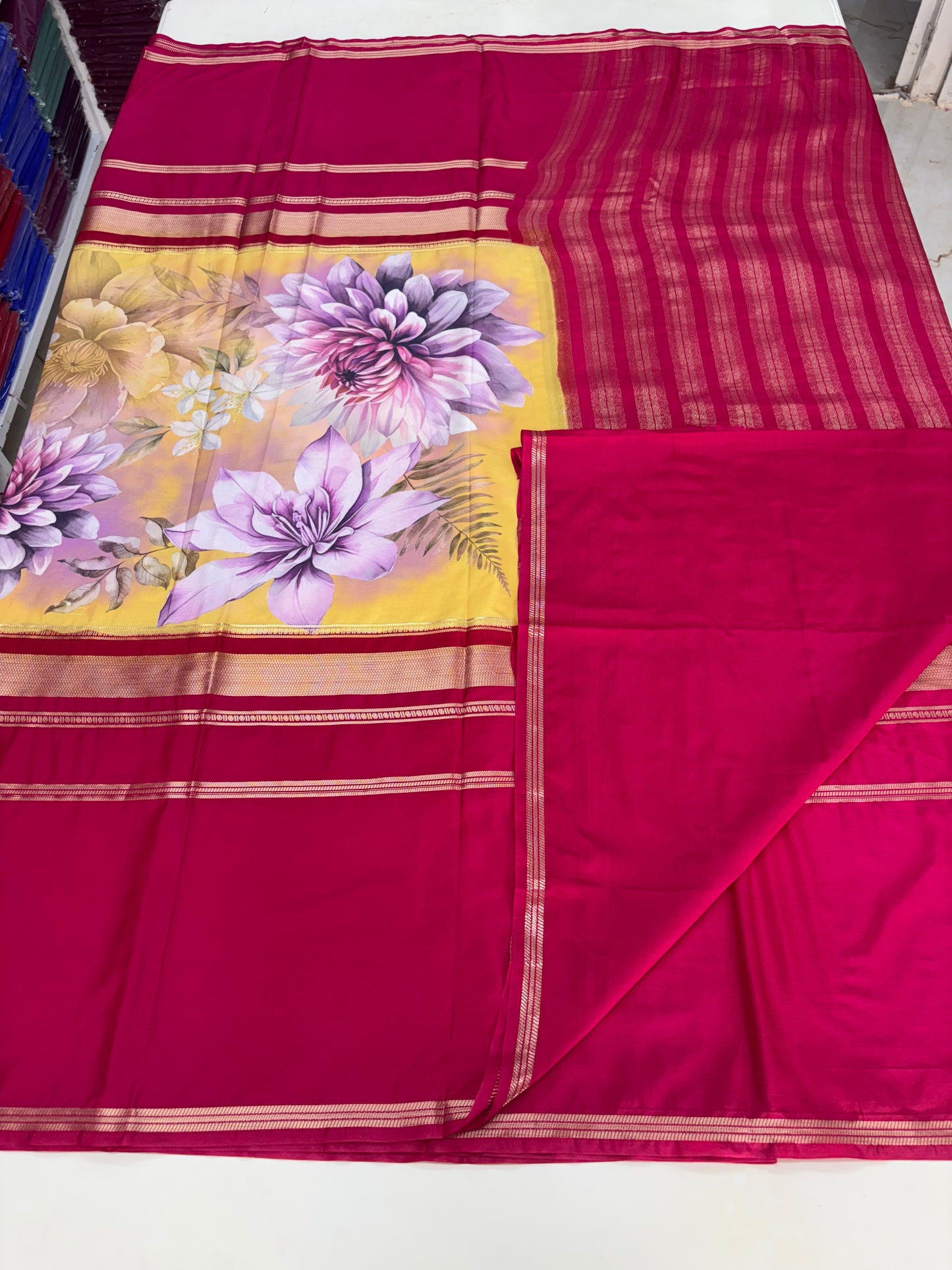 Semi Mysore Crepe (Big Floral Digital Printed)