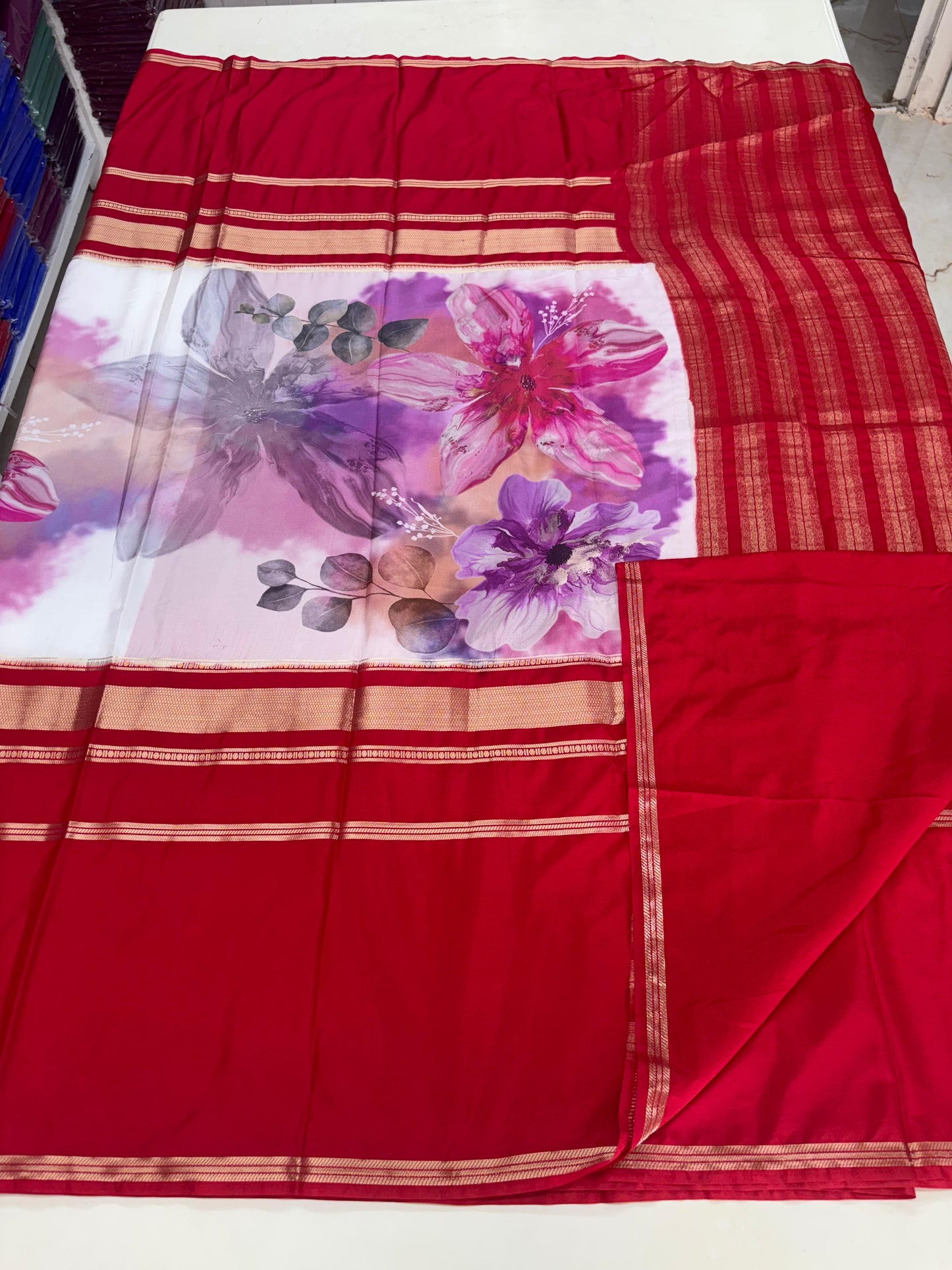 Semi Mysore Crepe (Big Floral Digital Printed)