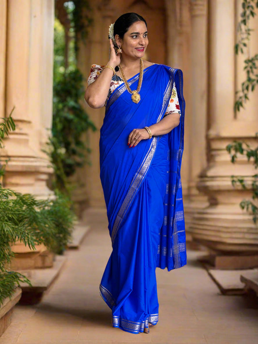 Semi Mysore Crepe (Self, Small Bentex Leaf Border)