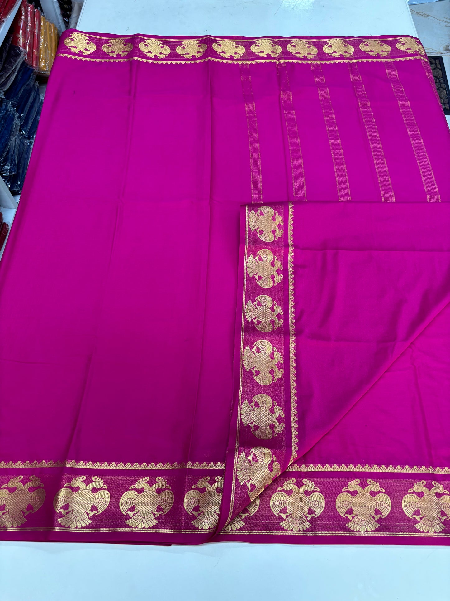 Semi Mysore Crepe (Self, Gandaberunda Medium Border)