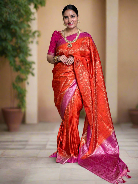 Banarasi Satin (Premium, Contrast, Jal with Rich Pallu)