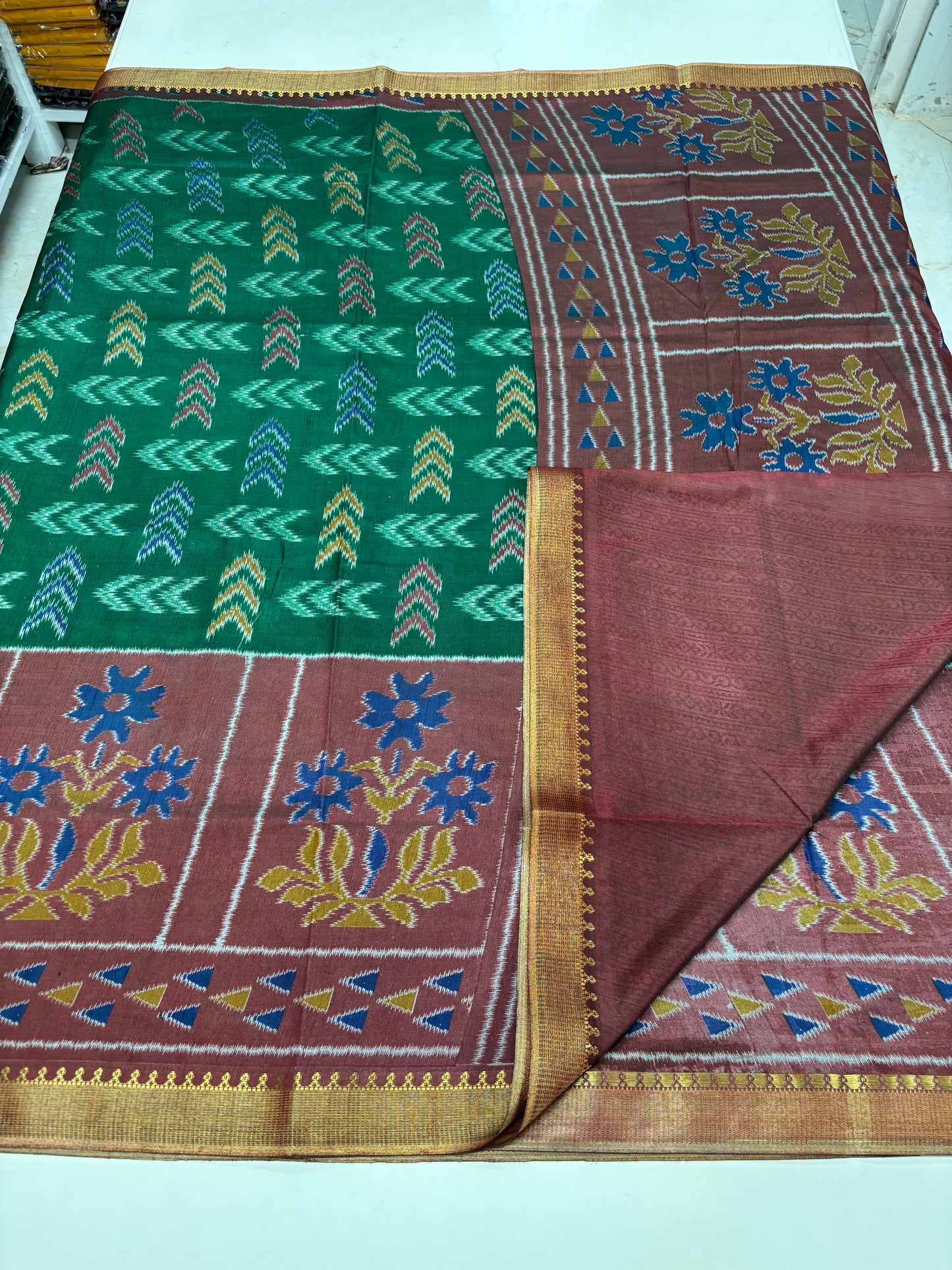 Semi Patola Saree (Arrow and Floral Design)