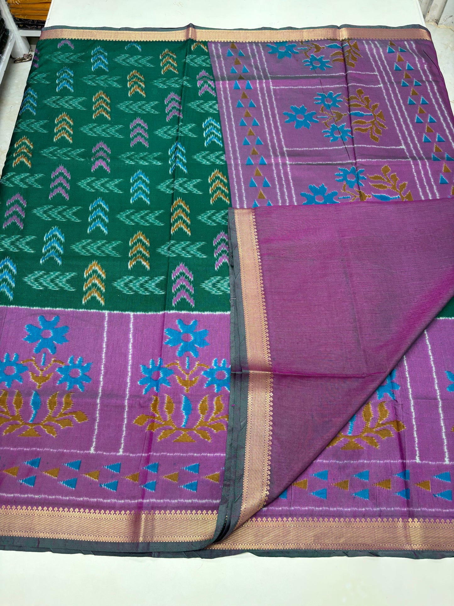 Semi Patola Saree (Arrow and Floral Design)
