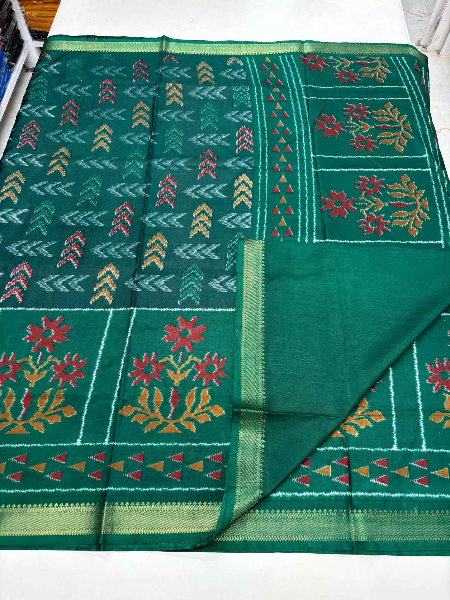 Semi Patola Saree (Arrow and Floral Design)