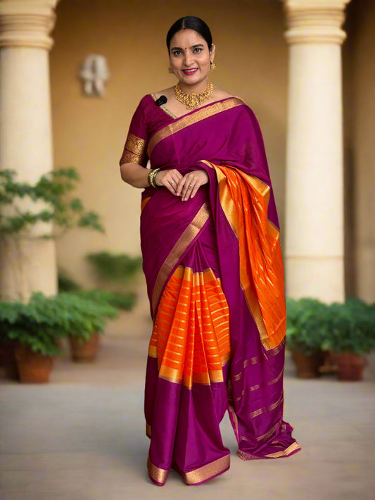 Semi Mysore Crepe (2D, Center Horizontal Lines)