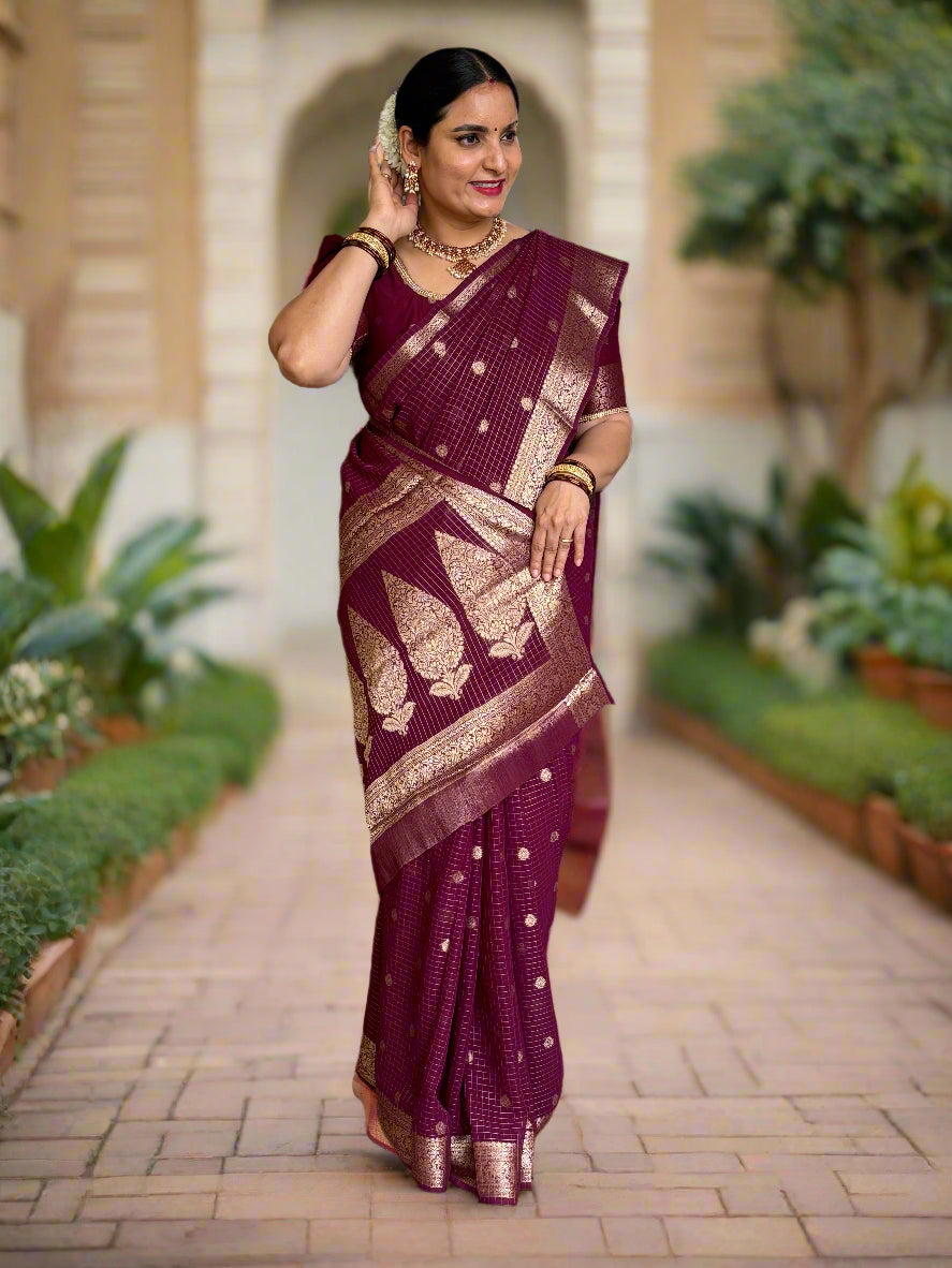 Georgette Chiffon (Checks, Motifs, and Rich Pallu)