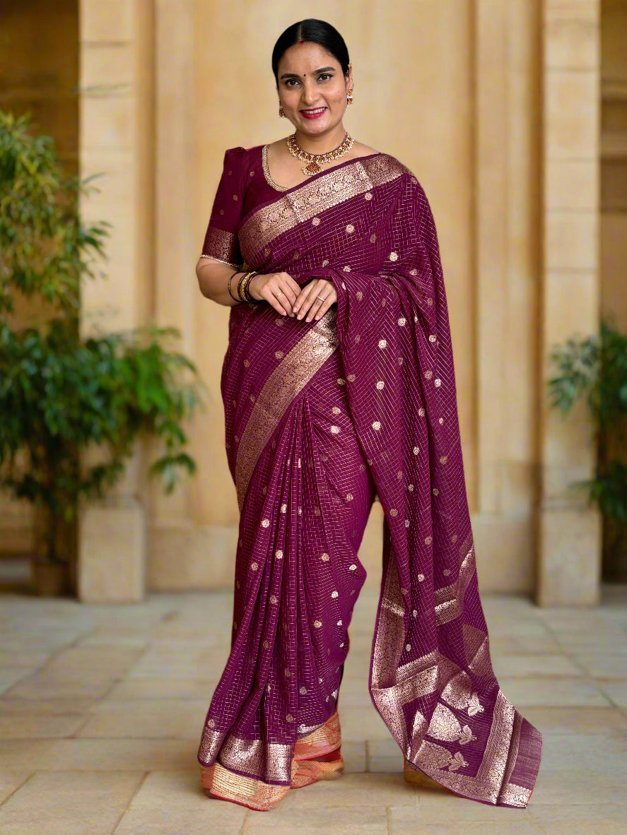 Georgette Chiffon (Checks, Motifs, and Rich Pallu)