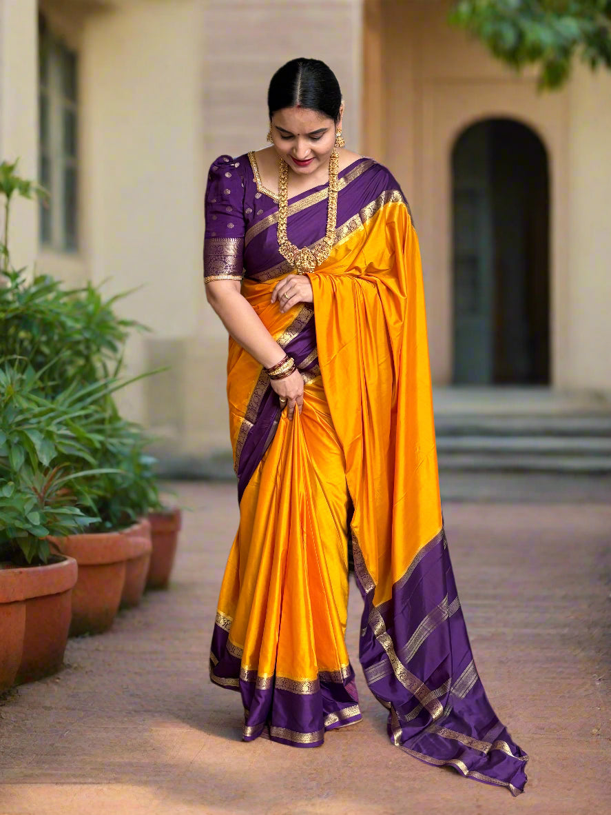 Semi Mysore Crepe (Premium, Mango Motifs Bentex Border)