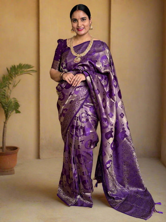 Satin Saree (Premium, Abstract and Floral Body Design)