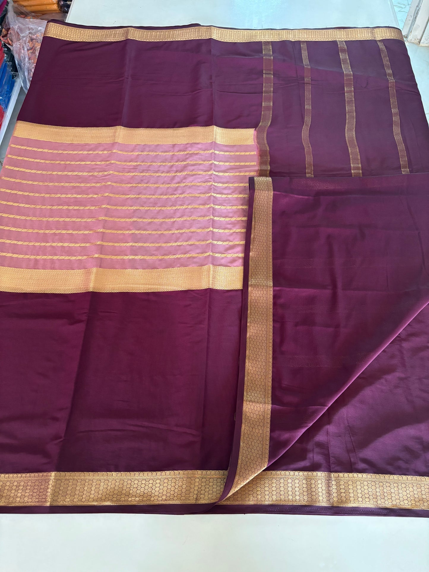 Semi Mysore Crepe (2D, Center Horizontal Lines)