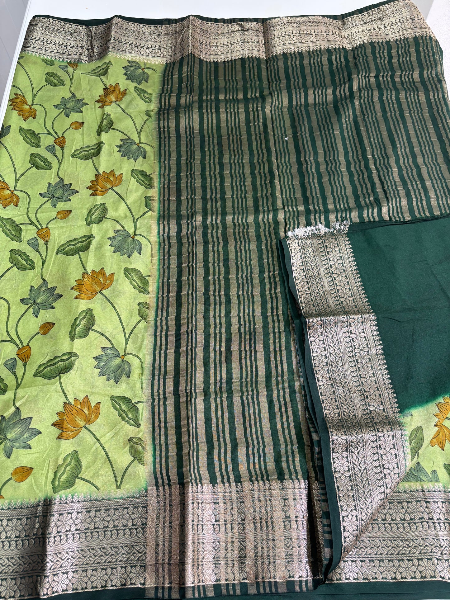 Printed Semi Mysore Crepe (Floral Print)