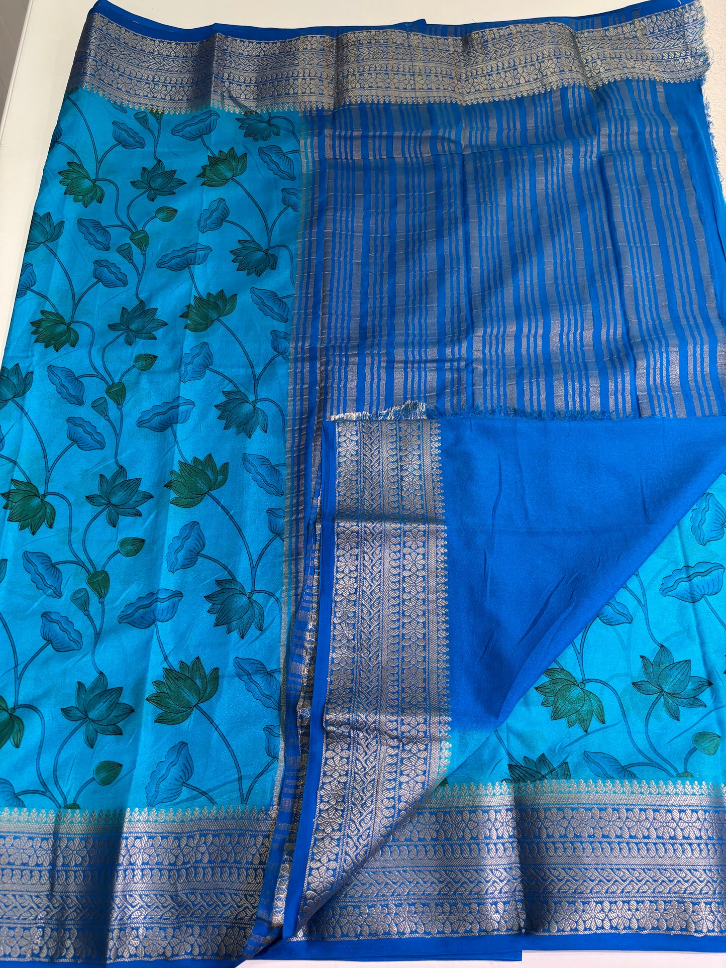 Printed Semi Mysore Crepe (Floral Print)