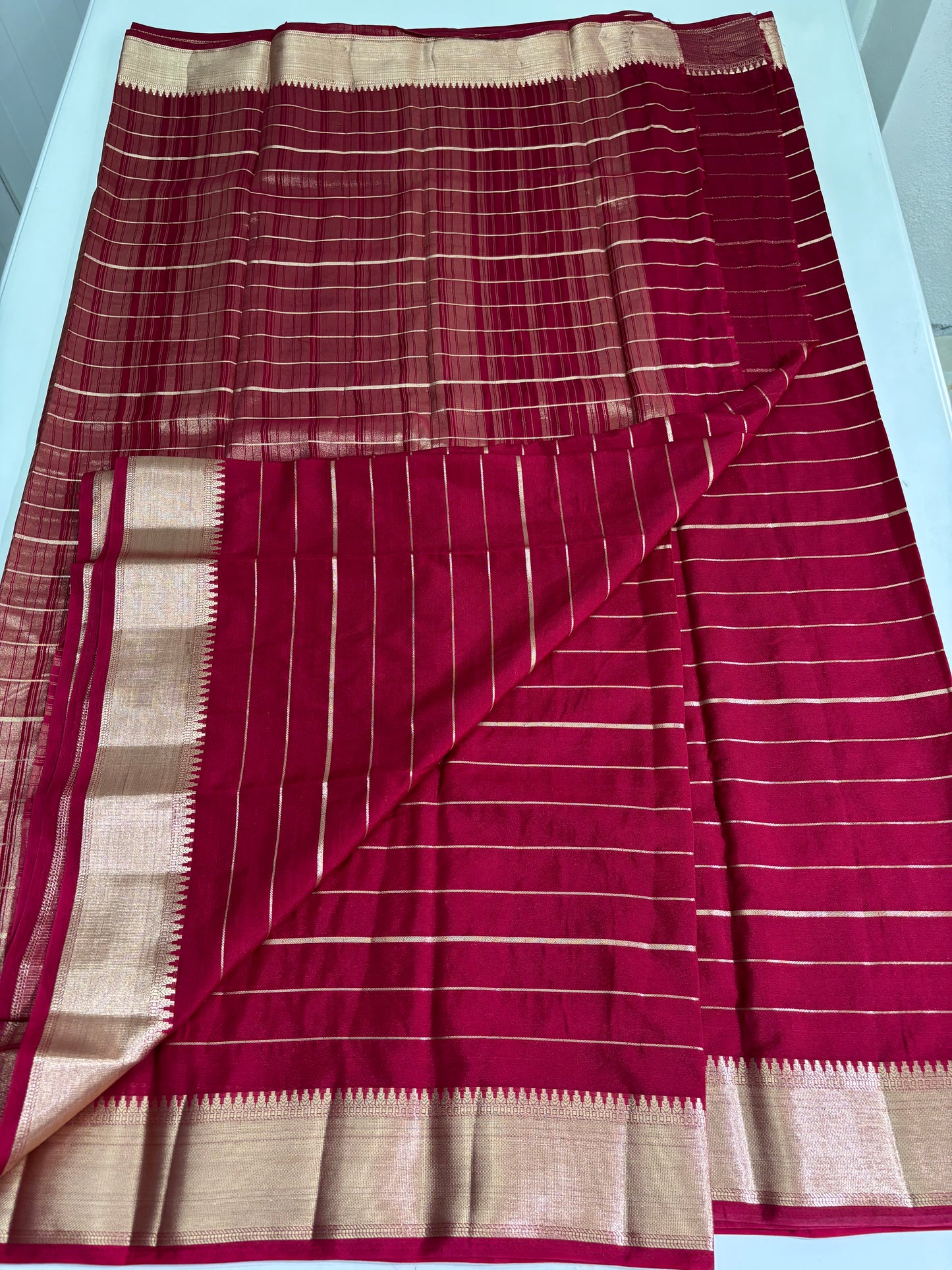 Semi Mysore Crepe (Self Colour Kanchi Border)