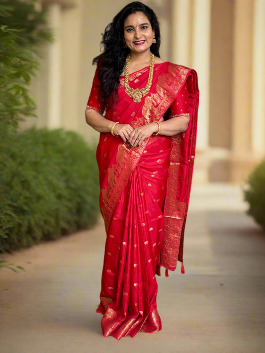 Viscose Silk Saree (Elephant Motifs and Border)